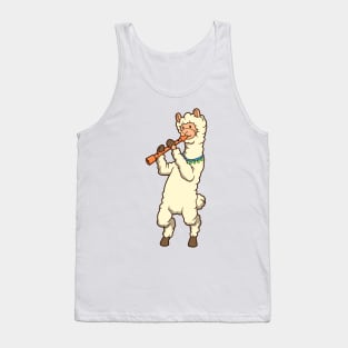 Cartoon Lama - Flute Player Tank Top